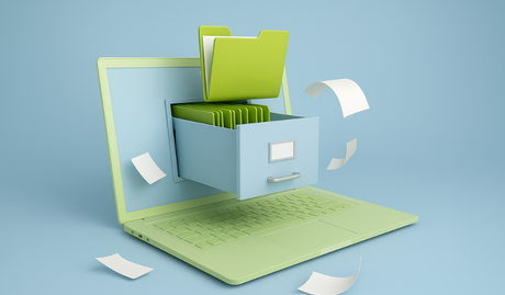 Illustration mit EU-Flagge, steigender Balkengrafik, einem Gebäude und einer digitalen Energieeffizienzskala auf einem Tablet – Symbol für die energetische Sanierung und EU-Vorgaben zur Energieeffizienz von Gebäuden.