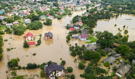 Hochwasser in einer Gemeinde
